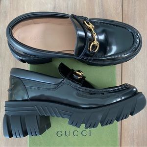 GUCCI lug sole horsebit loafers sz 40